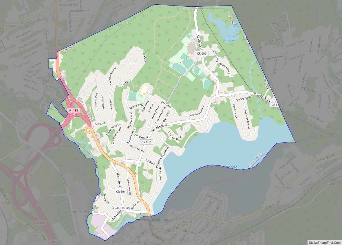 Map of Stanhope borough, New Jersey