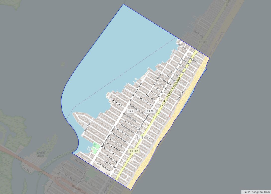 Map of Surf City borough, New Jersey