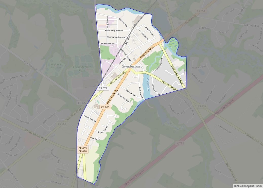 Map of Swedesboro borough