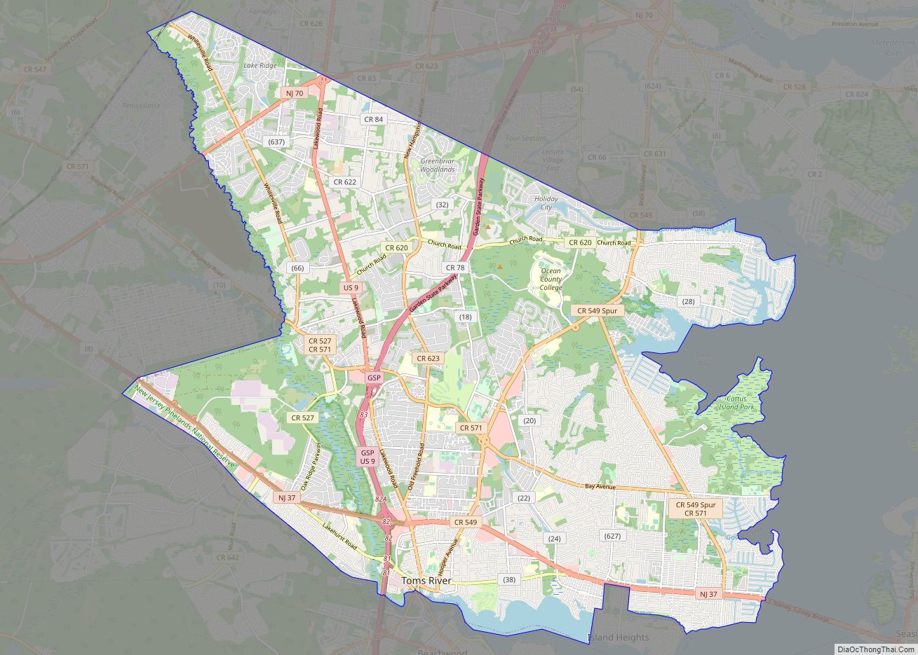 Map of Toms River CDP