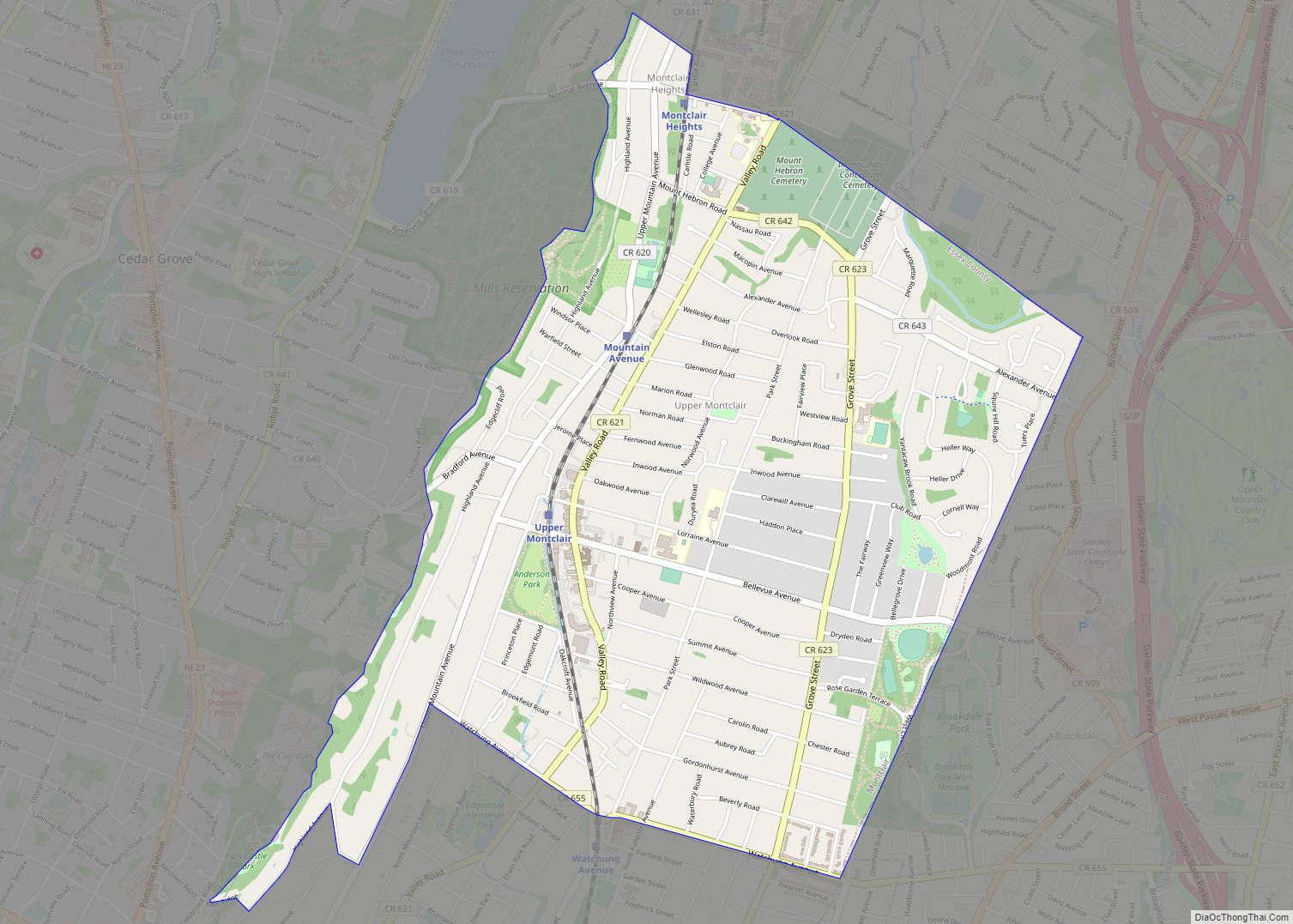 Map of Upper Montclair CDP