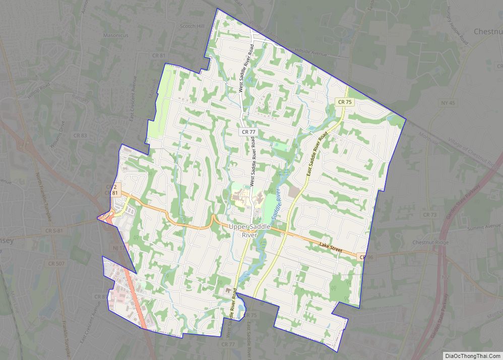 Map of Upper Saddle River borough
