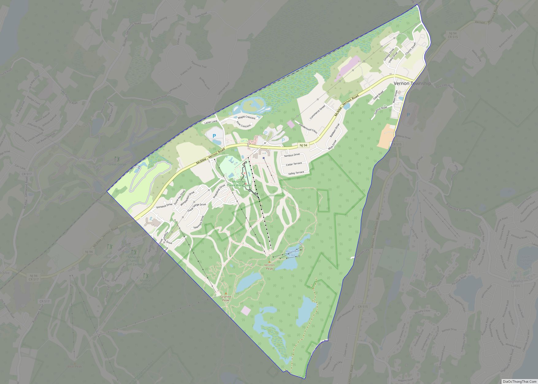 Map of Vernon Center CDP, New Jersey