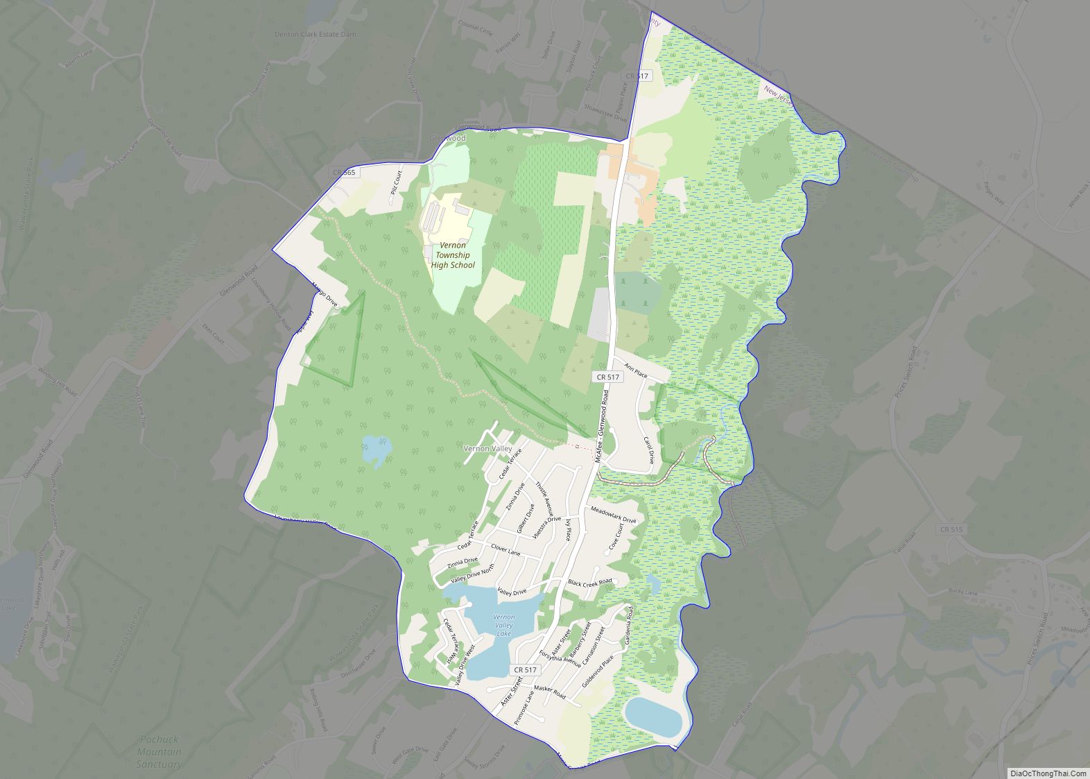 Map of Vernon Valley CDP