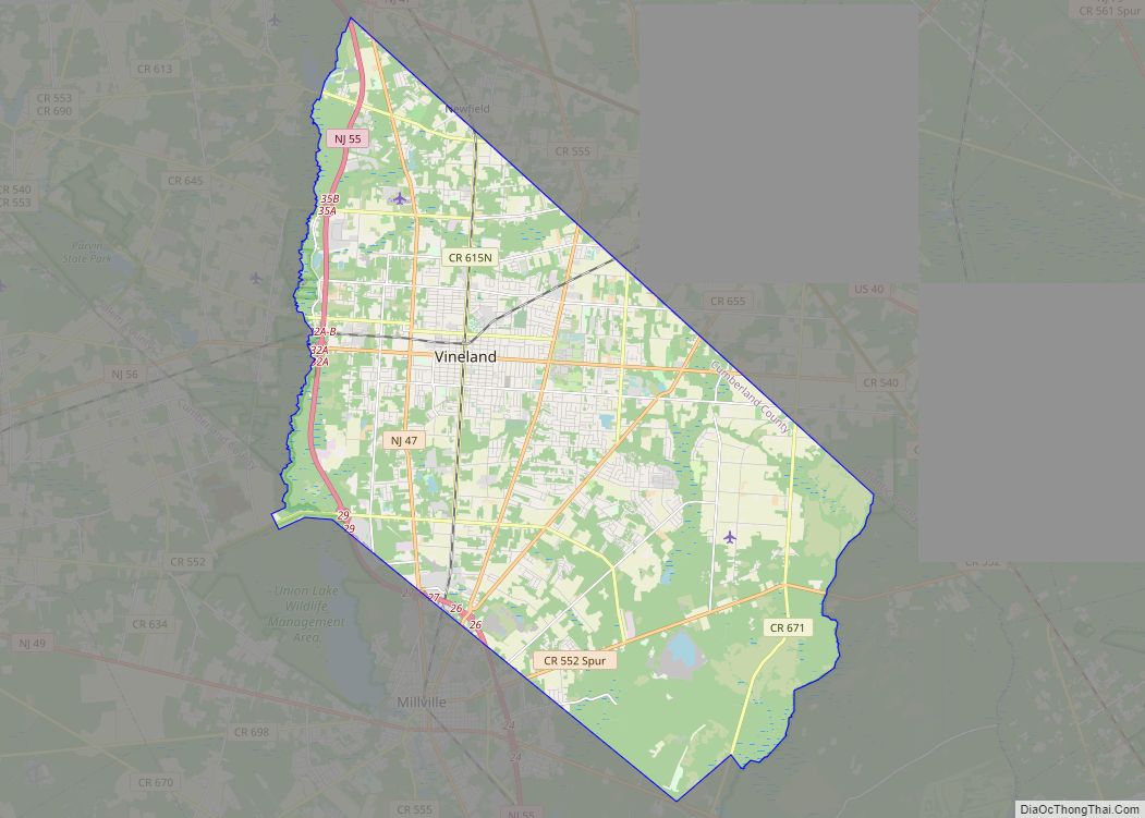 Map of Vineland city, New Jersey