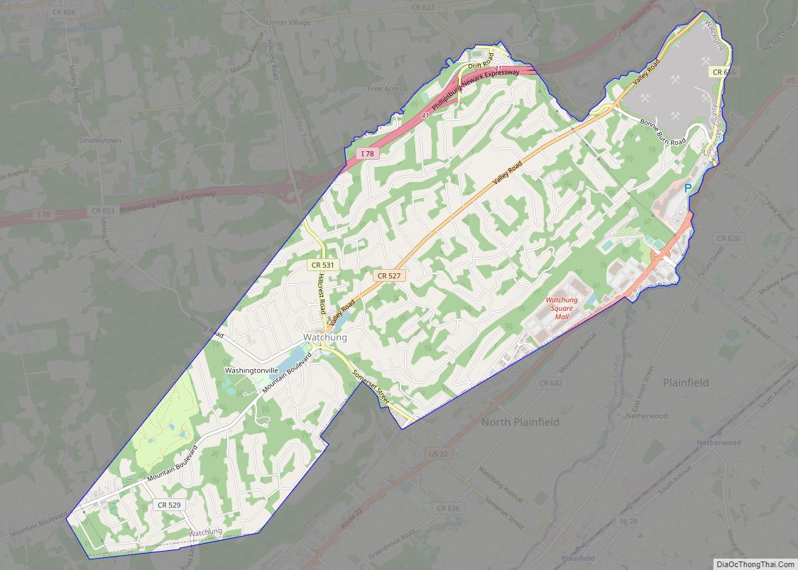 Map of Watchung borough