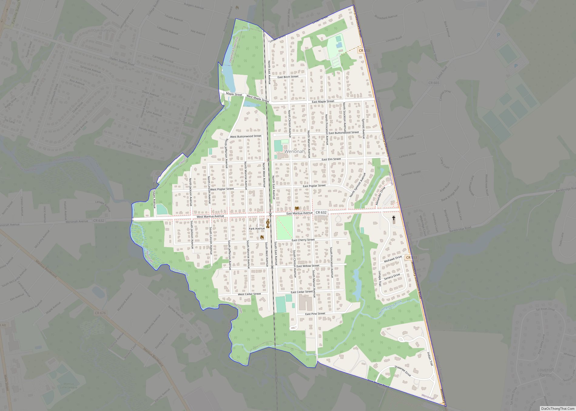 Map of Wenonah borough, New Jersey