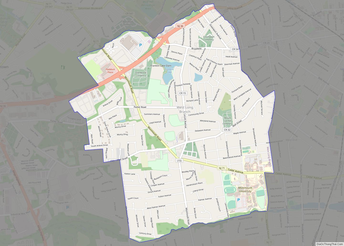 Map of West Long Branch borough