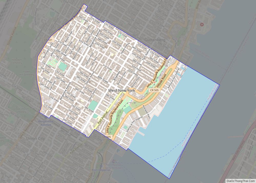 Map of West New York town