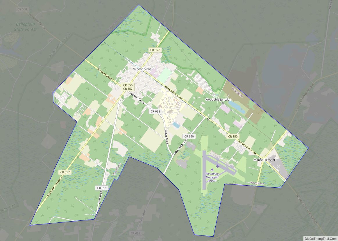 Map of Woodbine borough, New Jersey