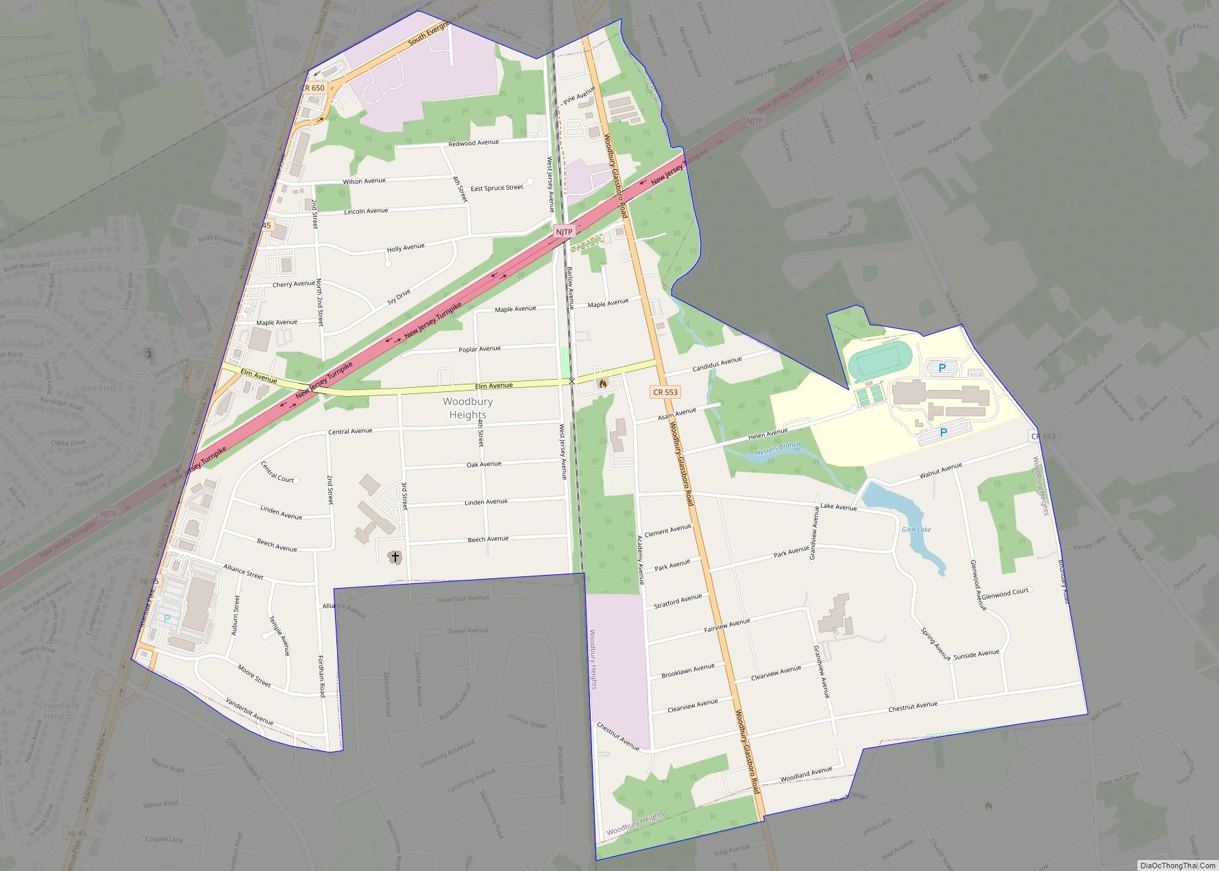 Map of Woodbury Heights borough