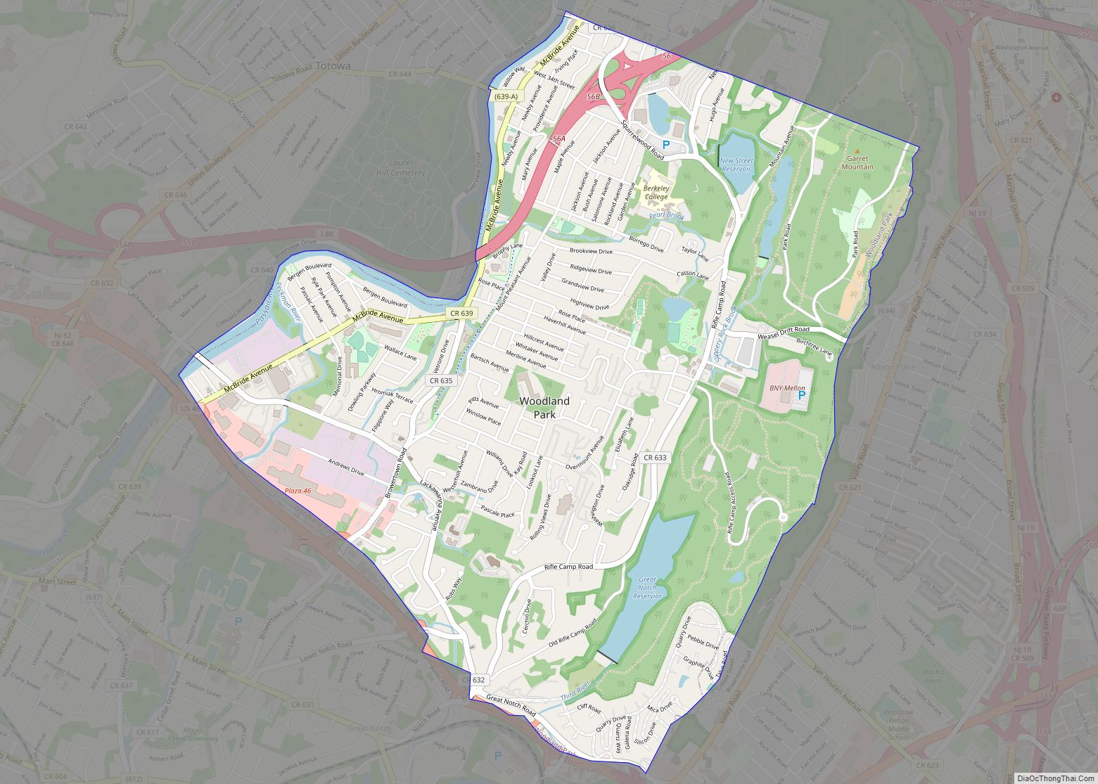 Map of Woodland Park borough, New Jersey