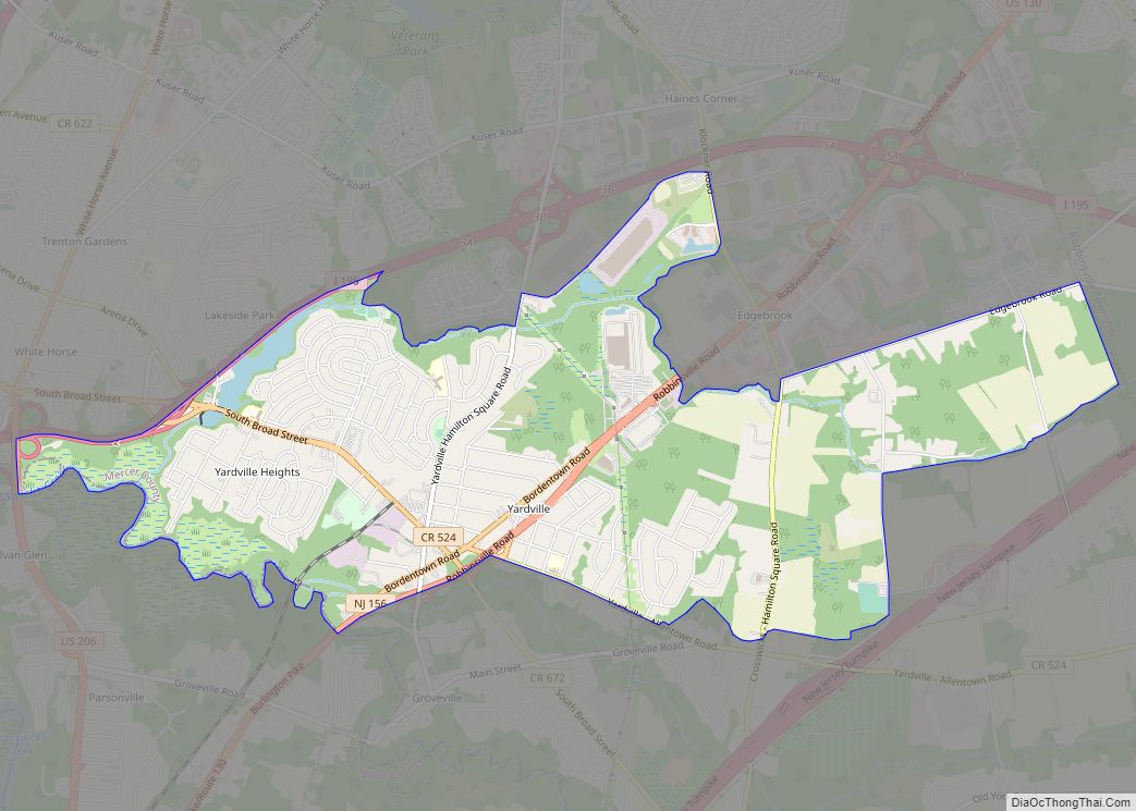 Map of Yardville CDP