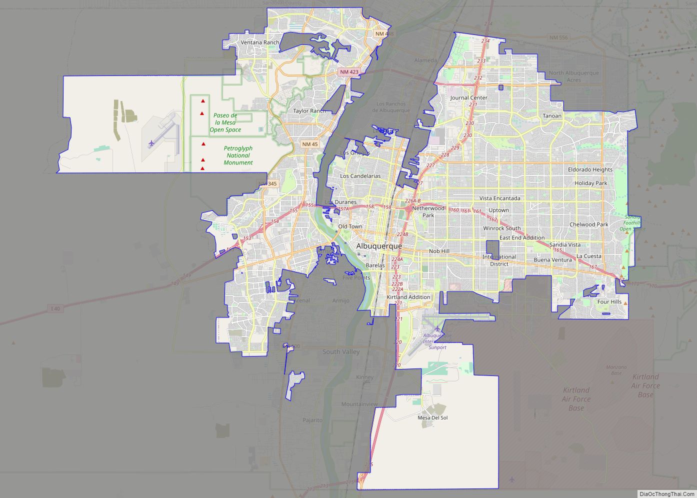 Map of Albuquerque city