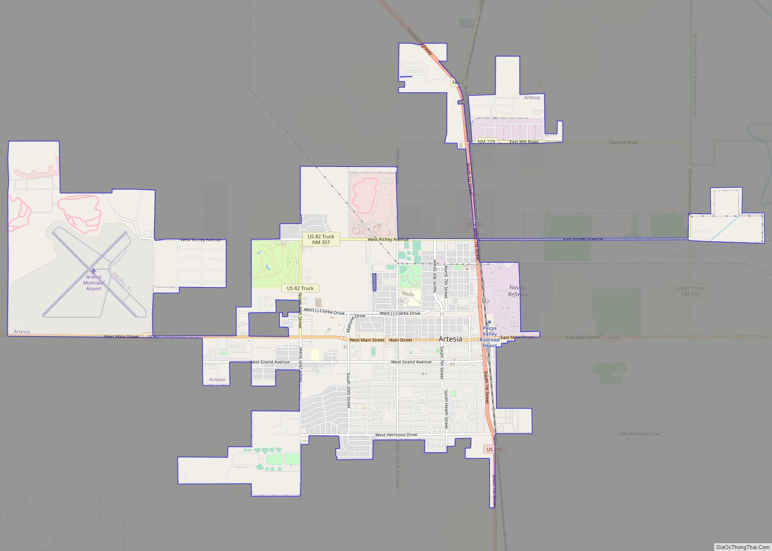 Map of Artesia city, New Mexico