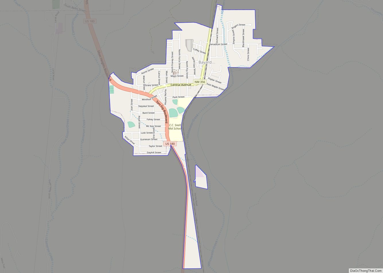Map of Bayard city, New Mexico