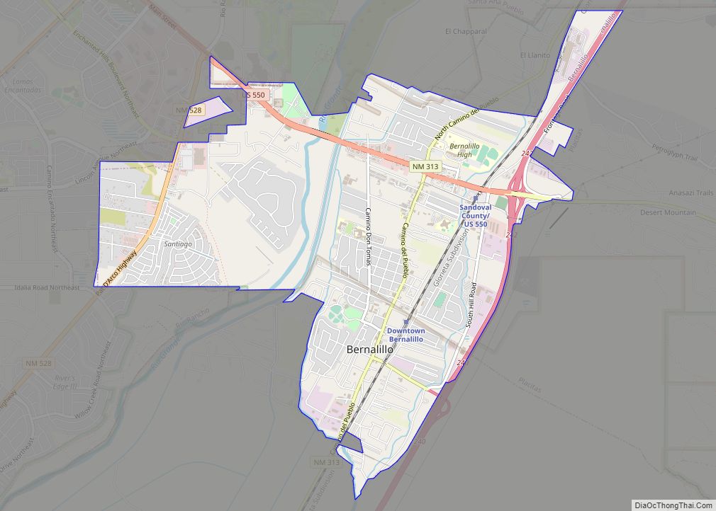 Map of Bernalillo town