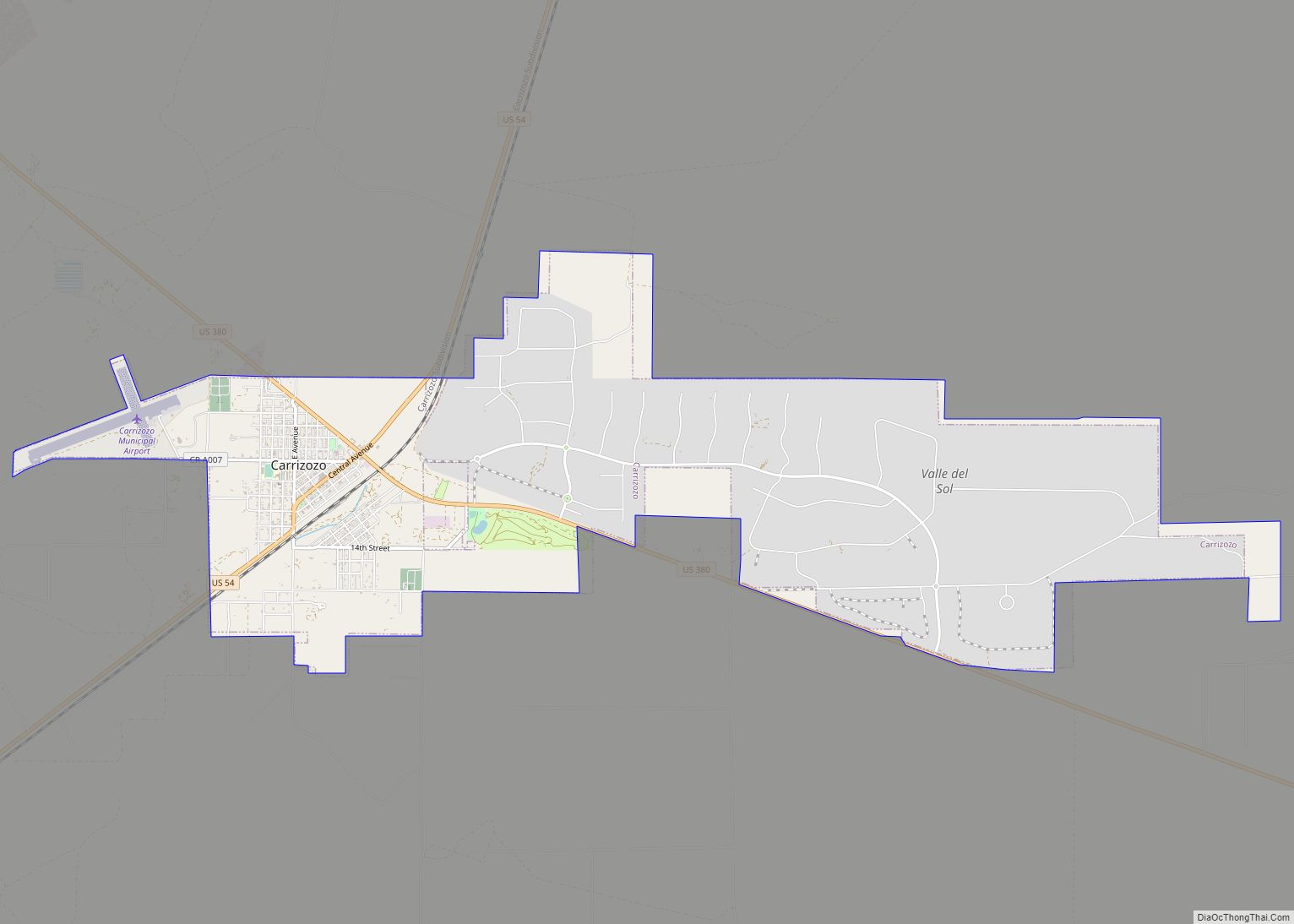 Map of Carrizozo town