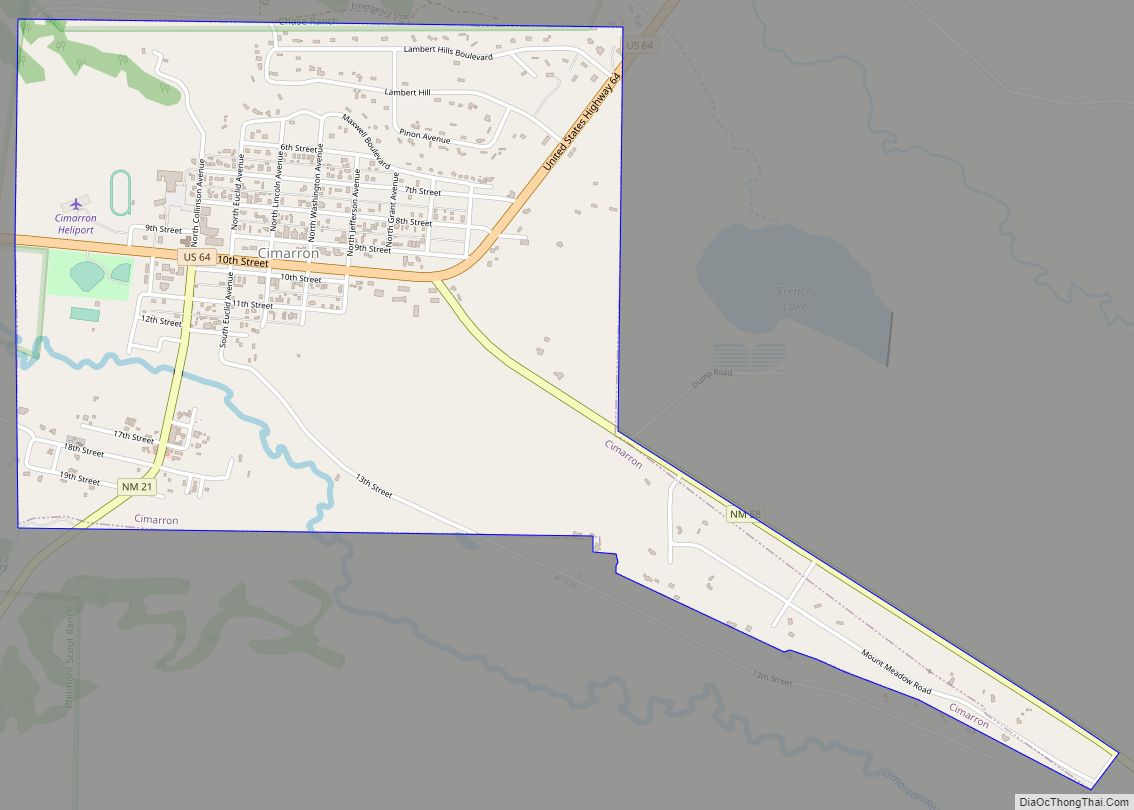 Map of Cimarron village, New Mexico