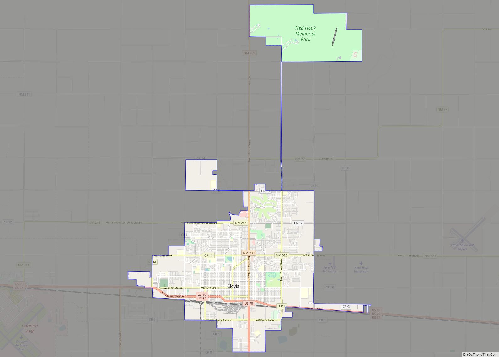 Map of Clovis city, New Mexico