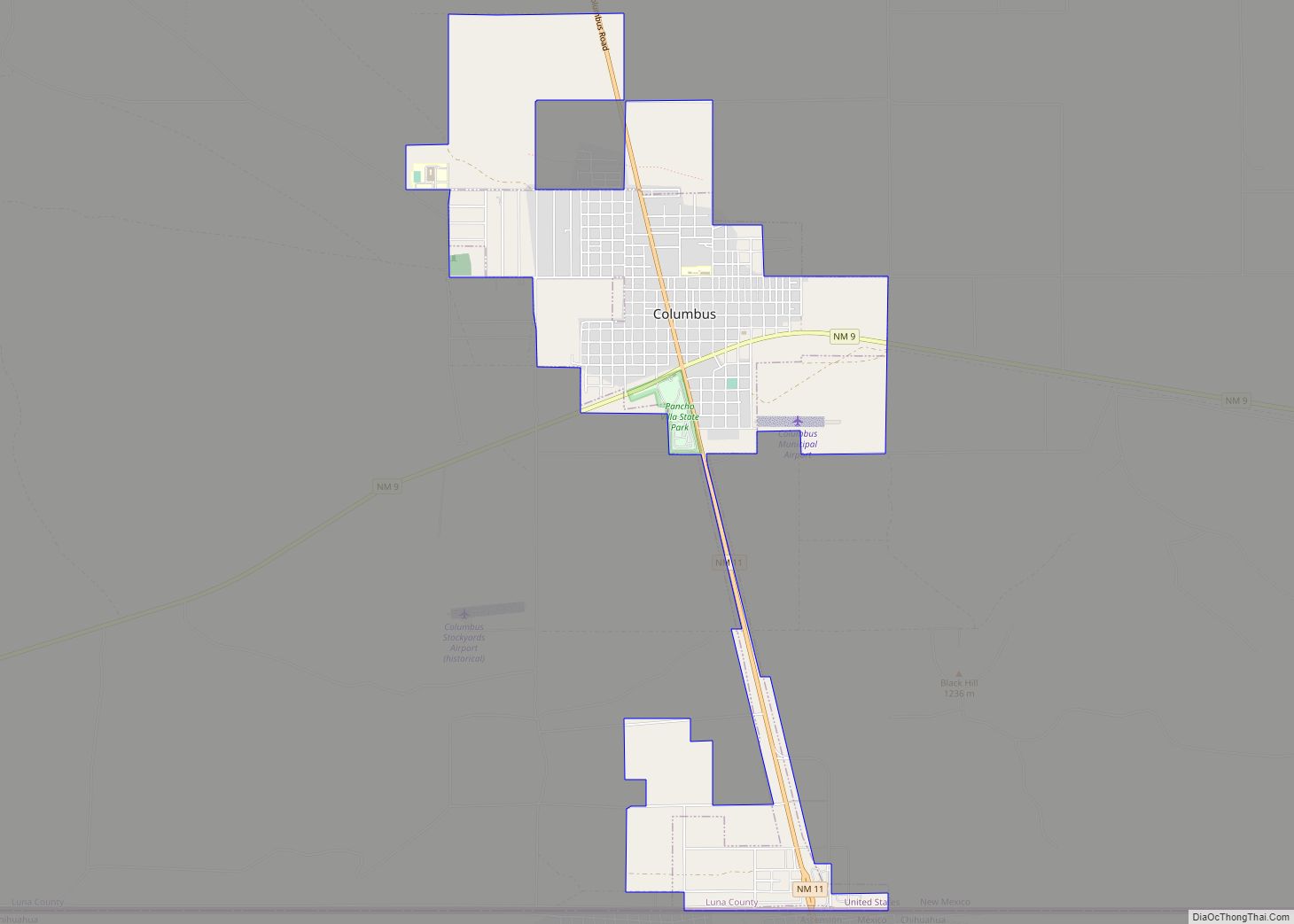 Map of Columbus village, New Mexico