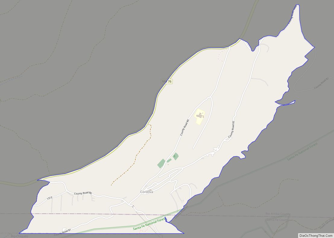 Map of Cordova CDP, New Mexico