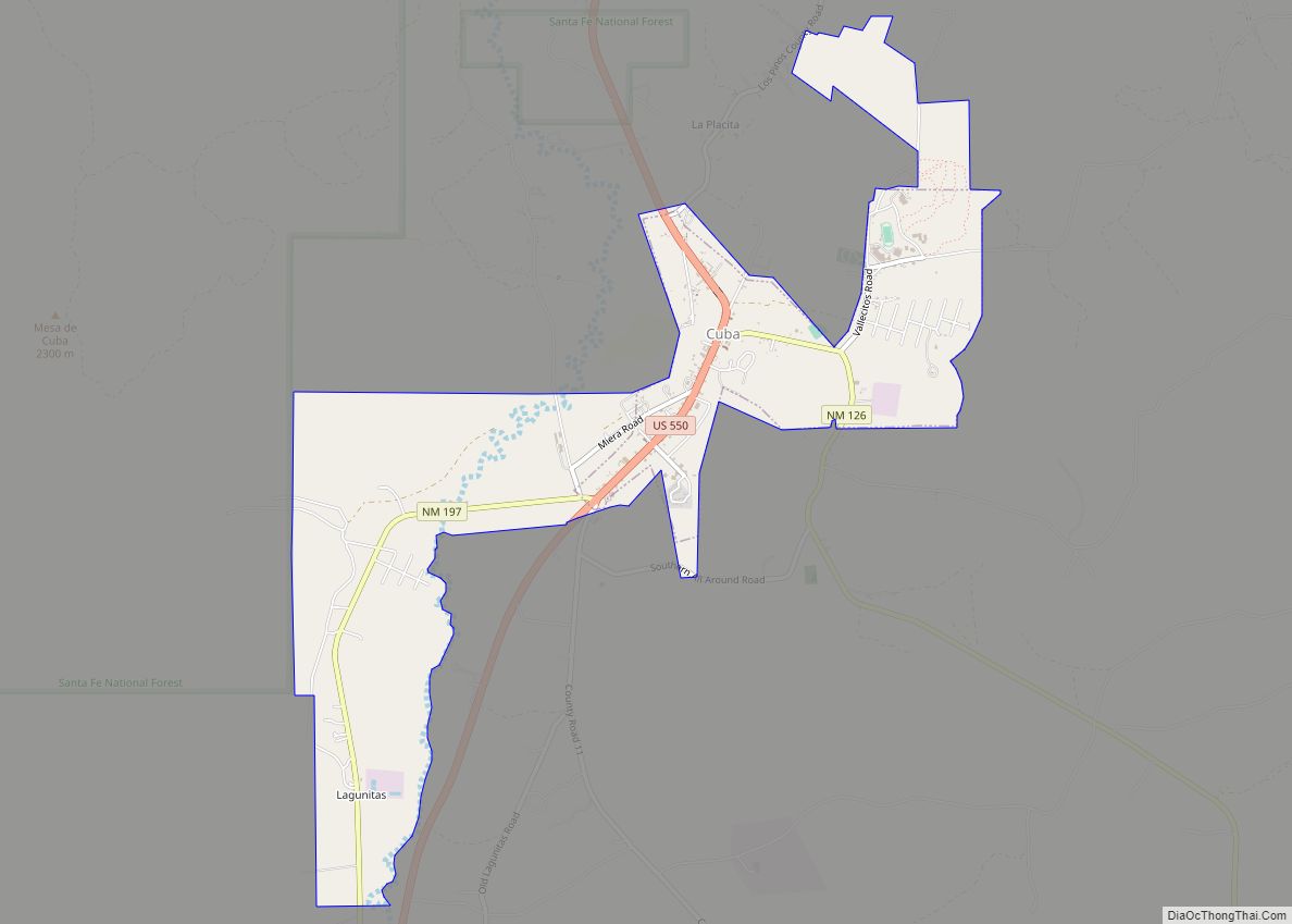 Map of Cuba village, New Mexico