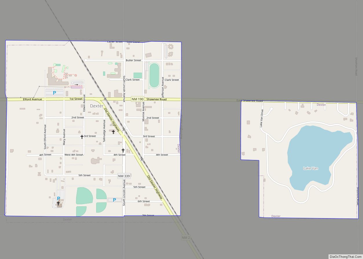 Map of Dexter town, New Mexico