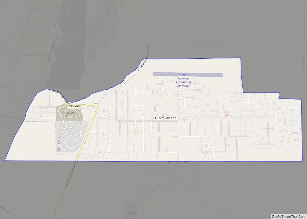 Map of El Cerro Mission CDP
