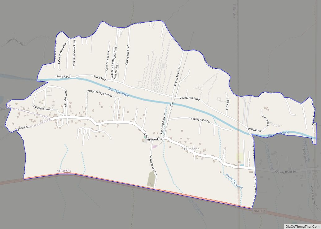 Map of El Rancho CDP, New Mexico