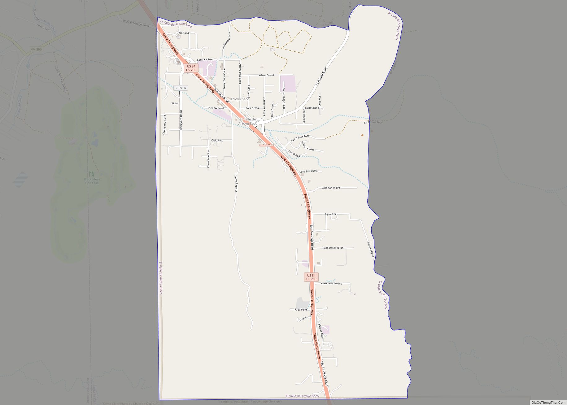 Map of El Valle de Arroyo Seco CDP