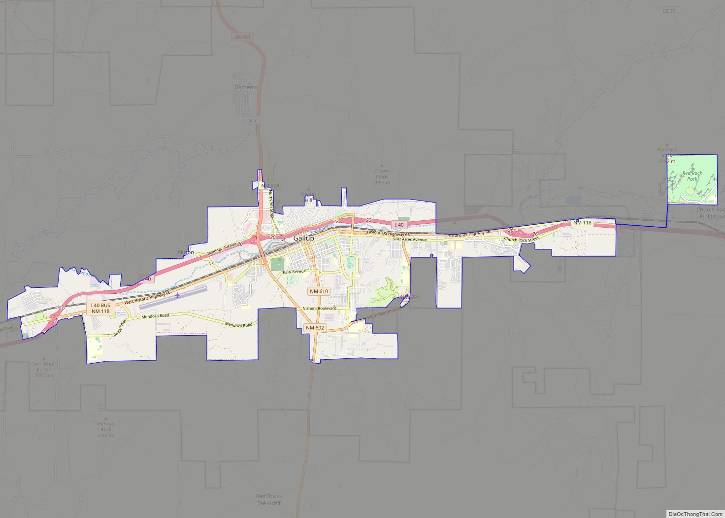 Map of Gallup city