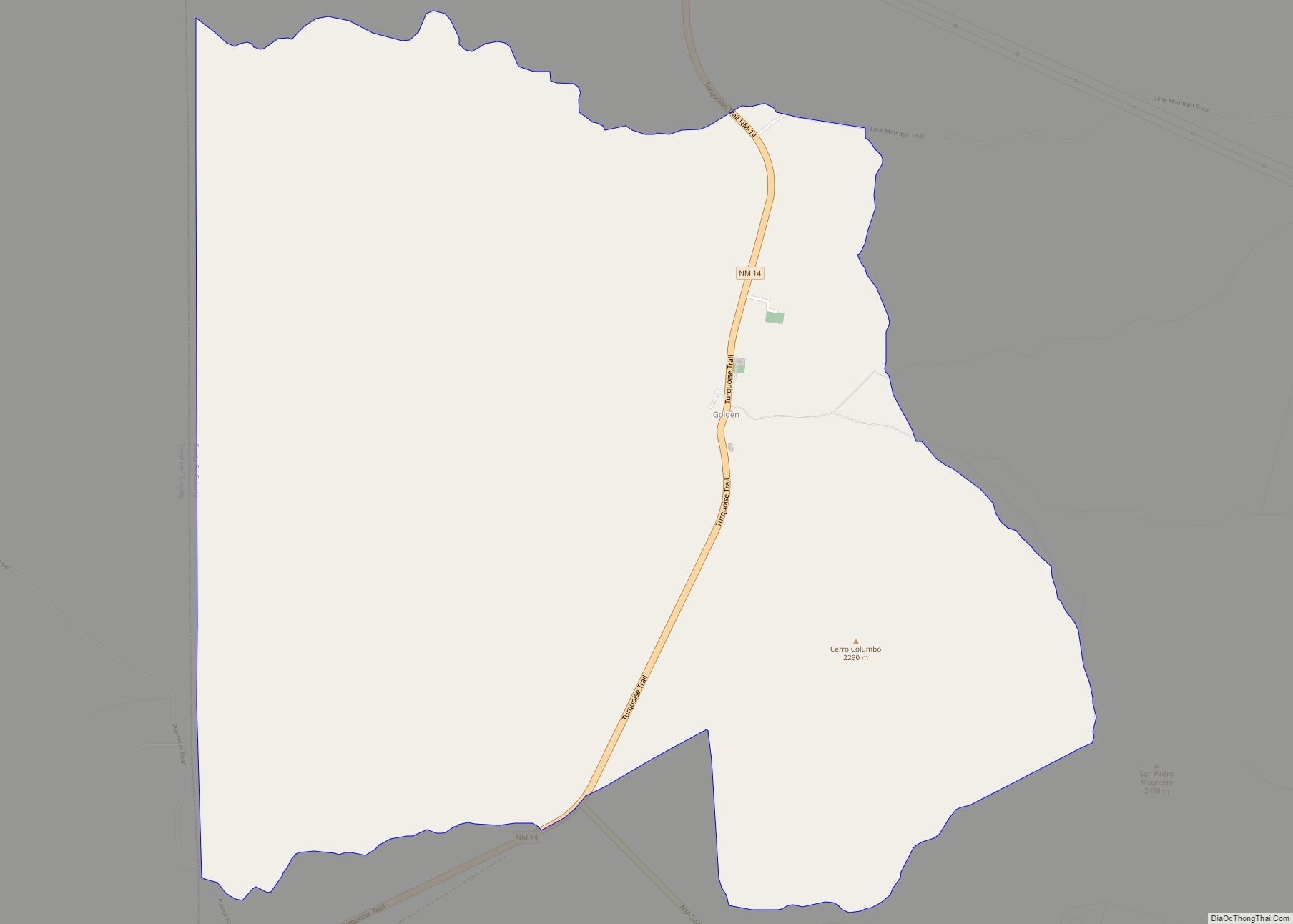 Map of Golden CDP, New Mexico