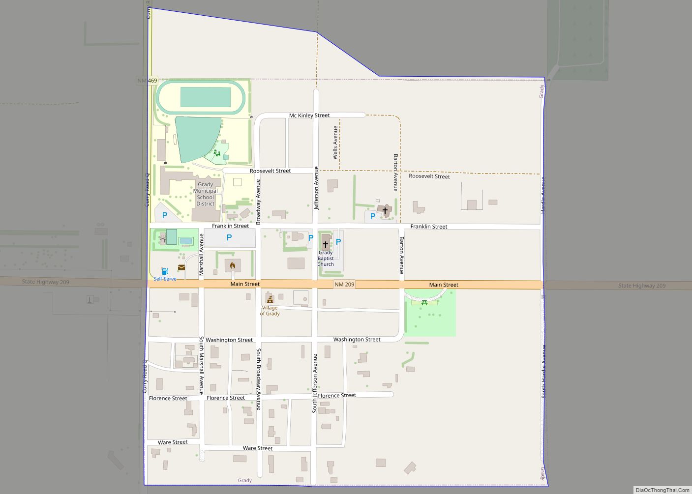 Map of Grady village, New Mexico
