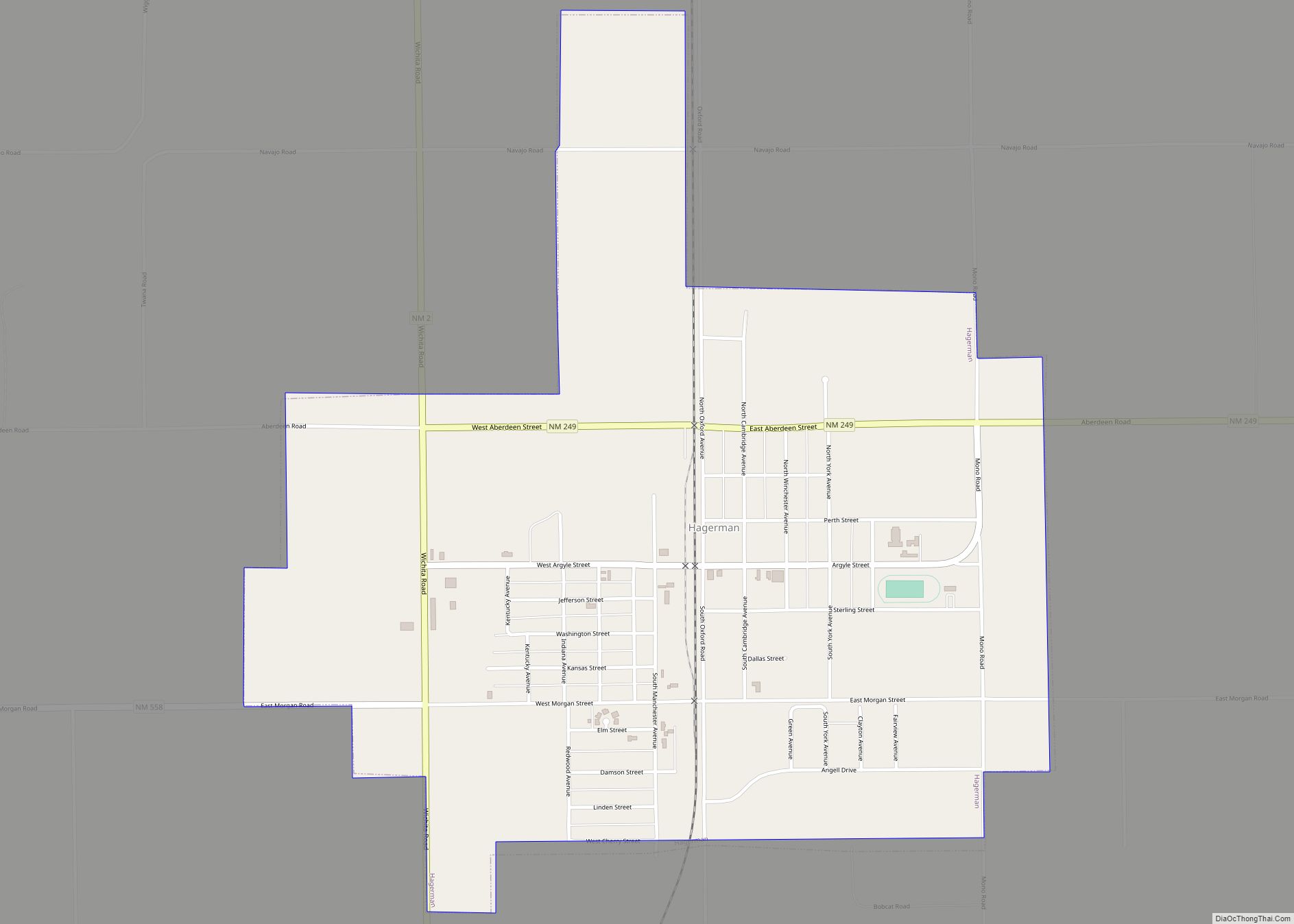 Map of Hagerman town, New Mexico