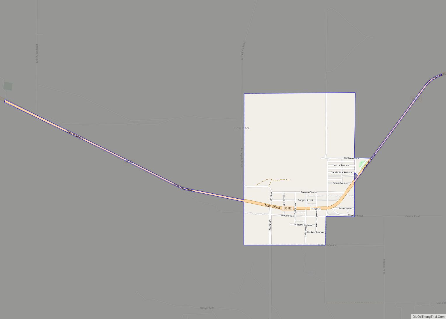 Map of Hope village, New Mexico