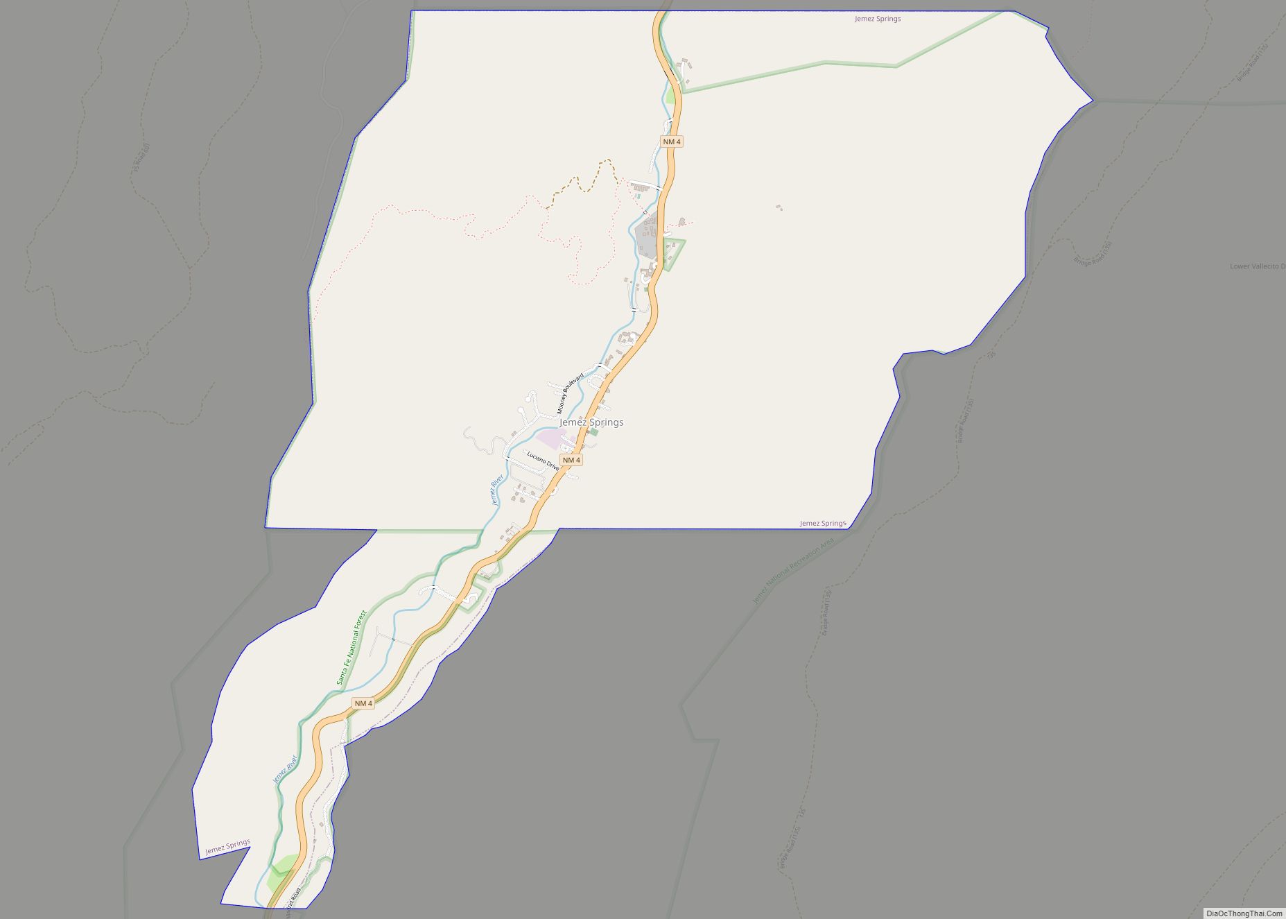 Map of Jemez Springs village