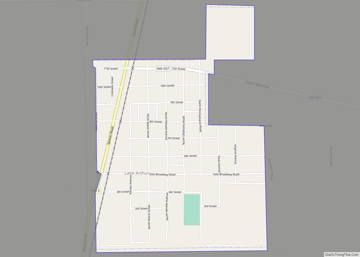 Map of Lake Arthur town, New Mexico