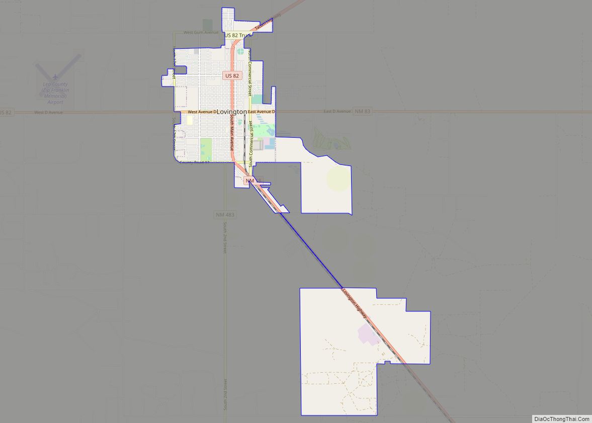 Map of Lovington city, New Mexico