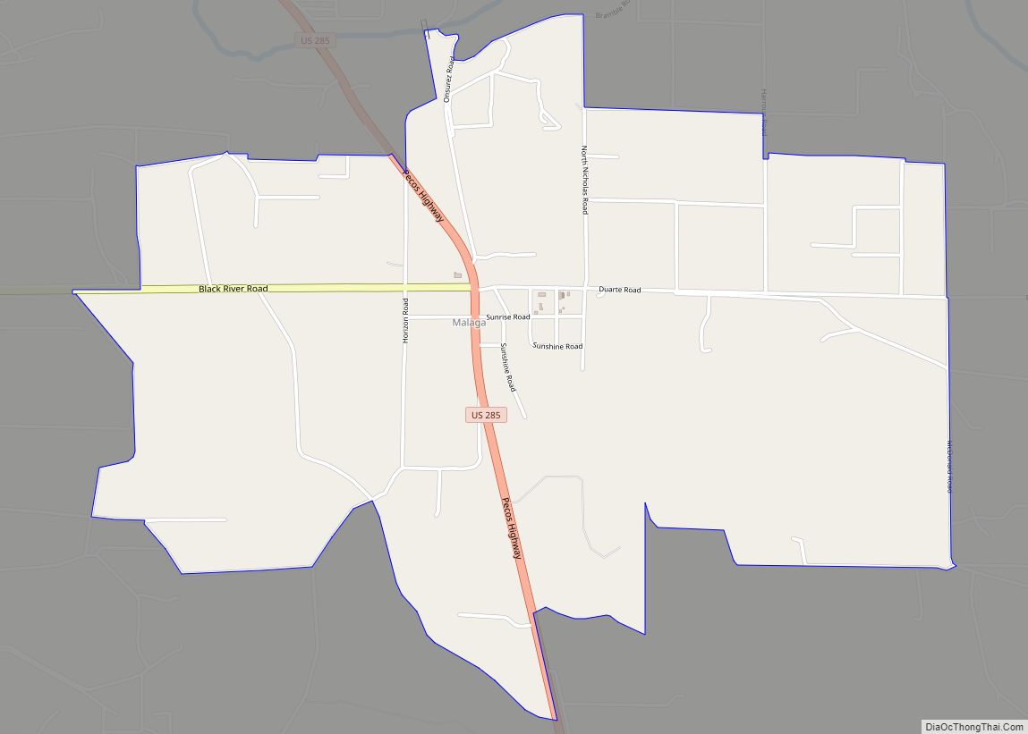 Map of Malaga CDP, New Mexico