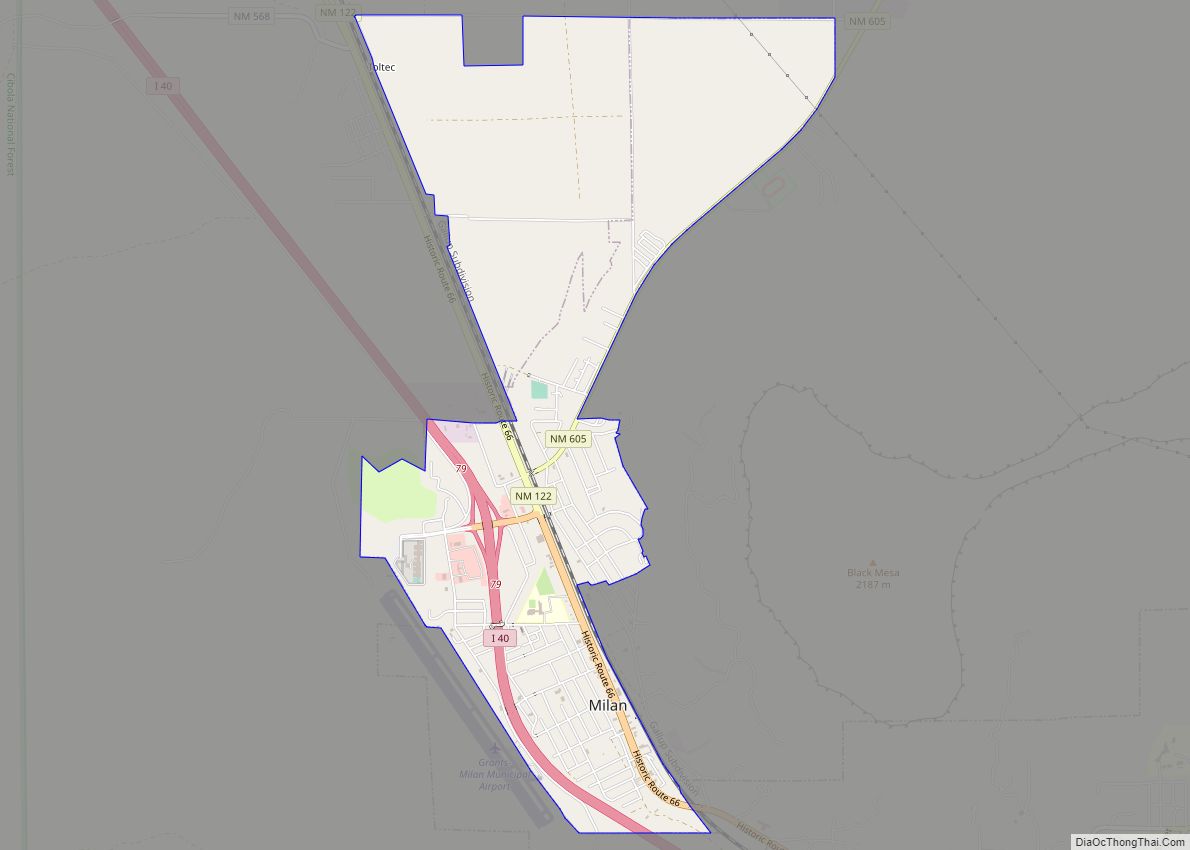 Map of Milan village, New Mexico