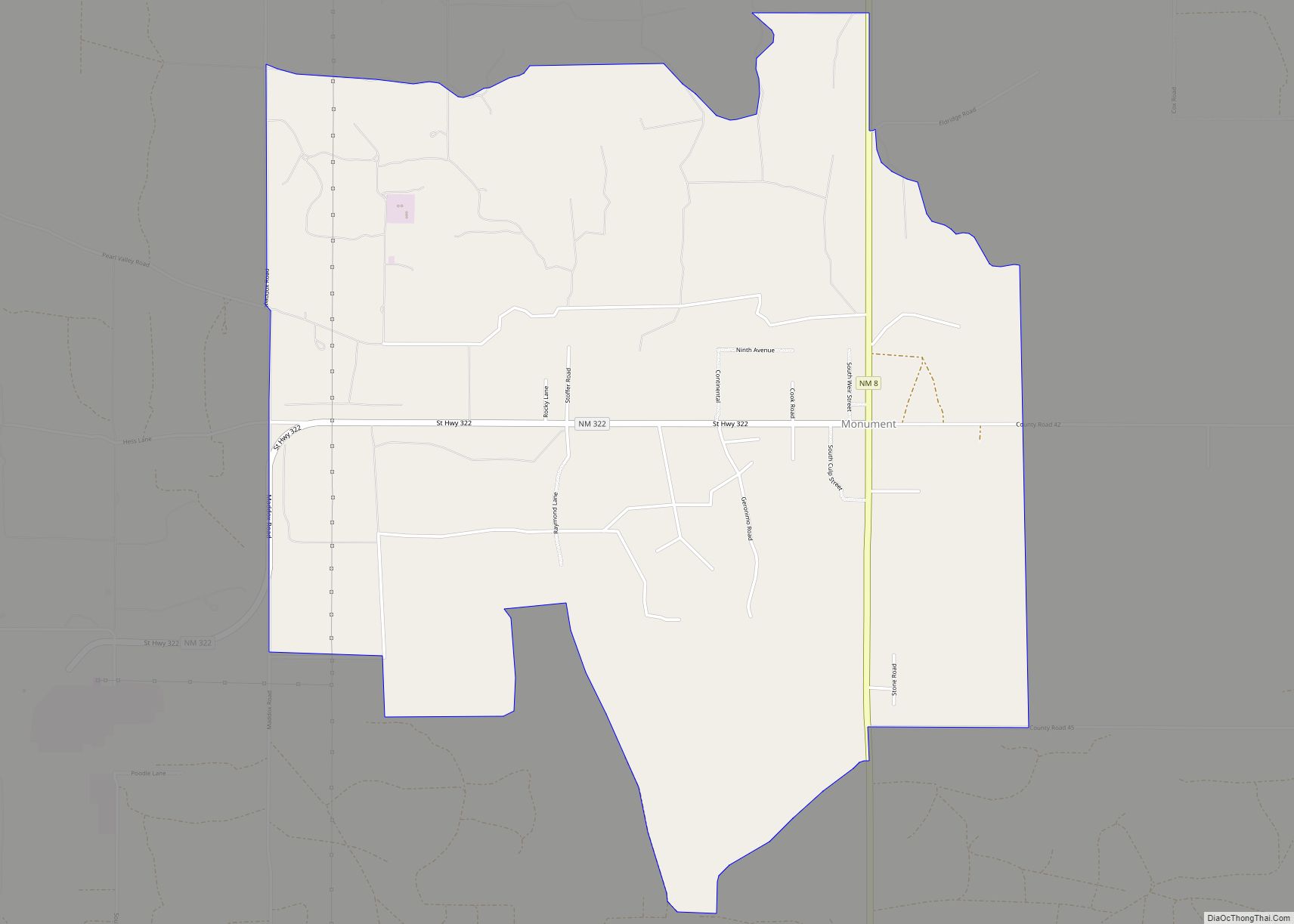 Map of Monument CDP, New Mexico