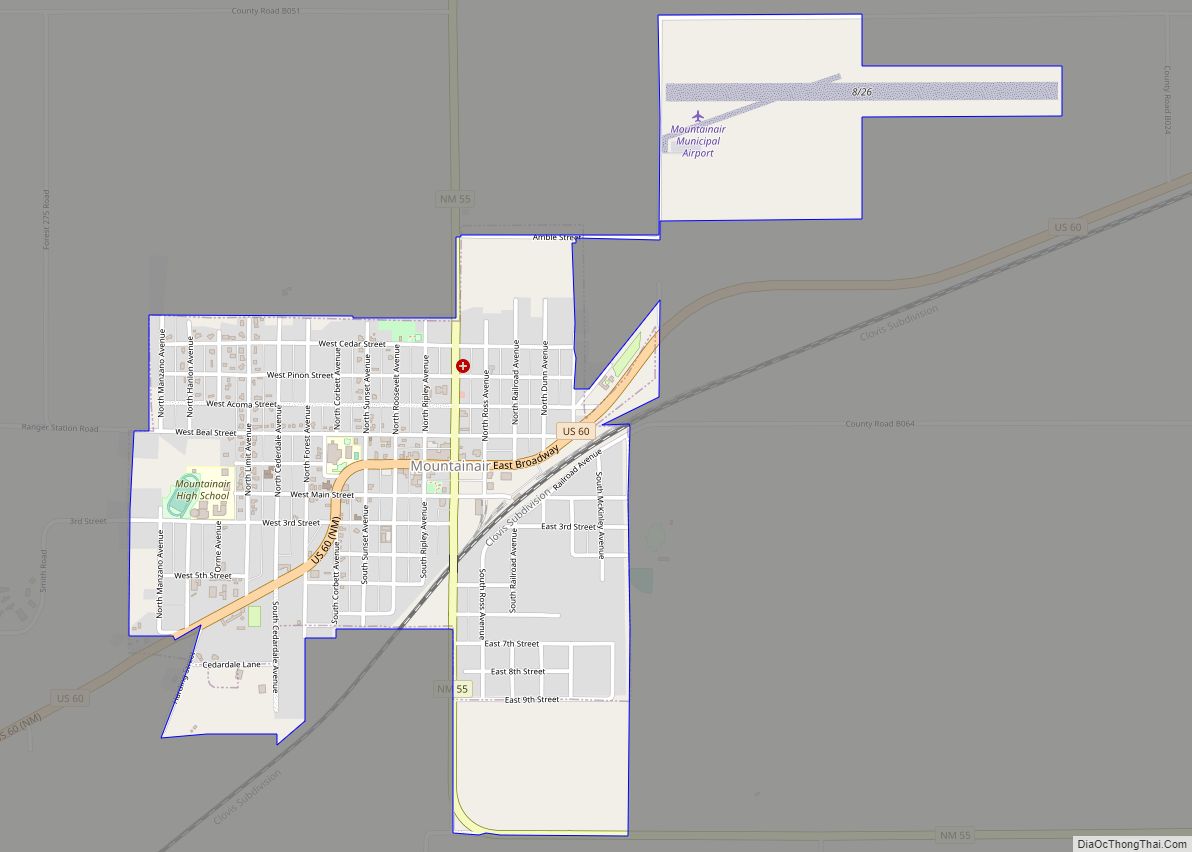 Map of Mountainair town