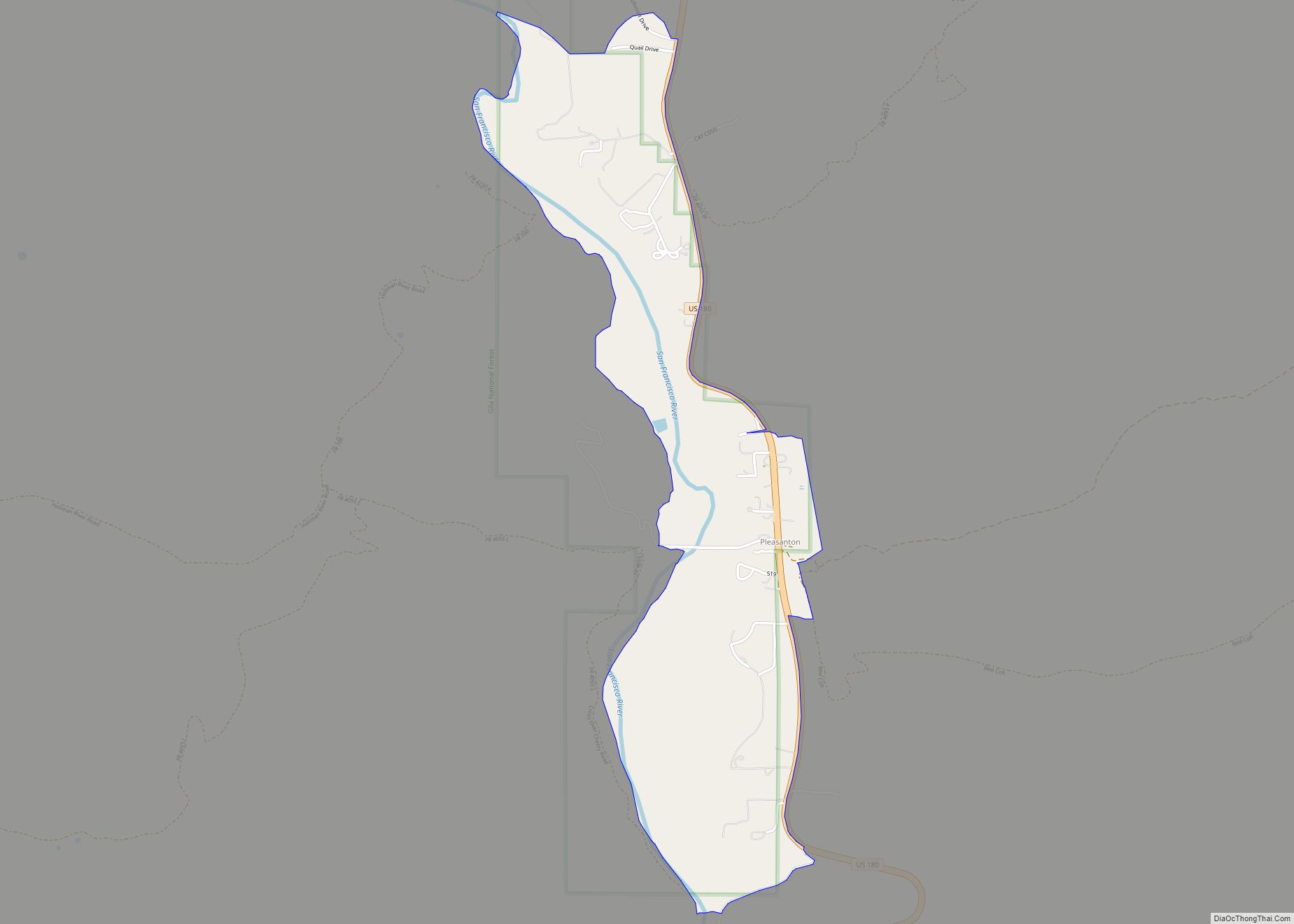 Map of Pleasanton CDP, New Mexico