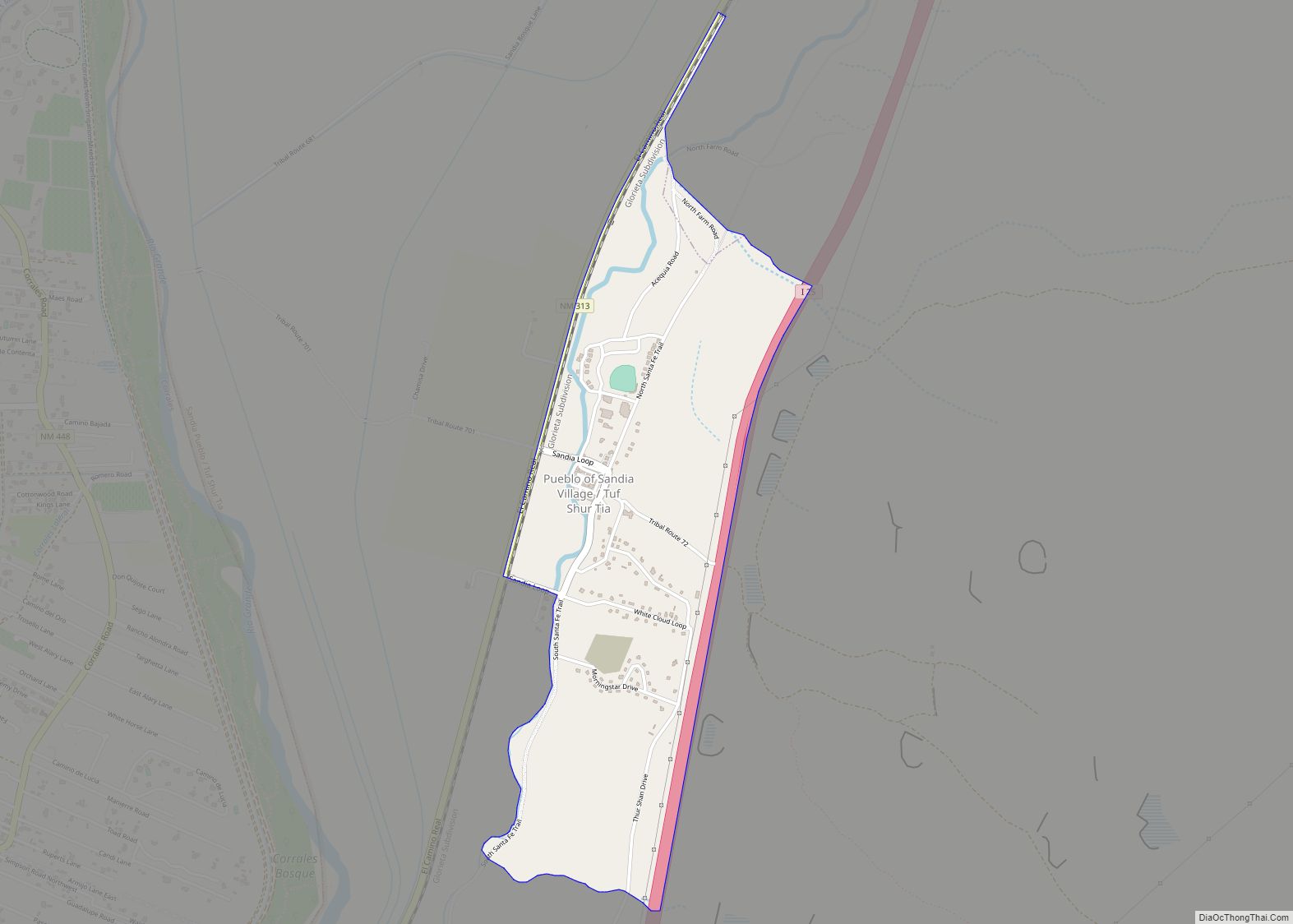 Map of Pueblo of Sandia Village CDP