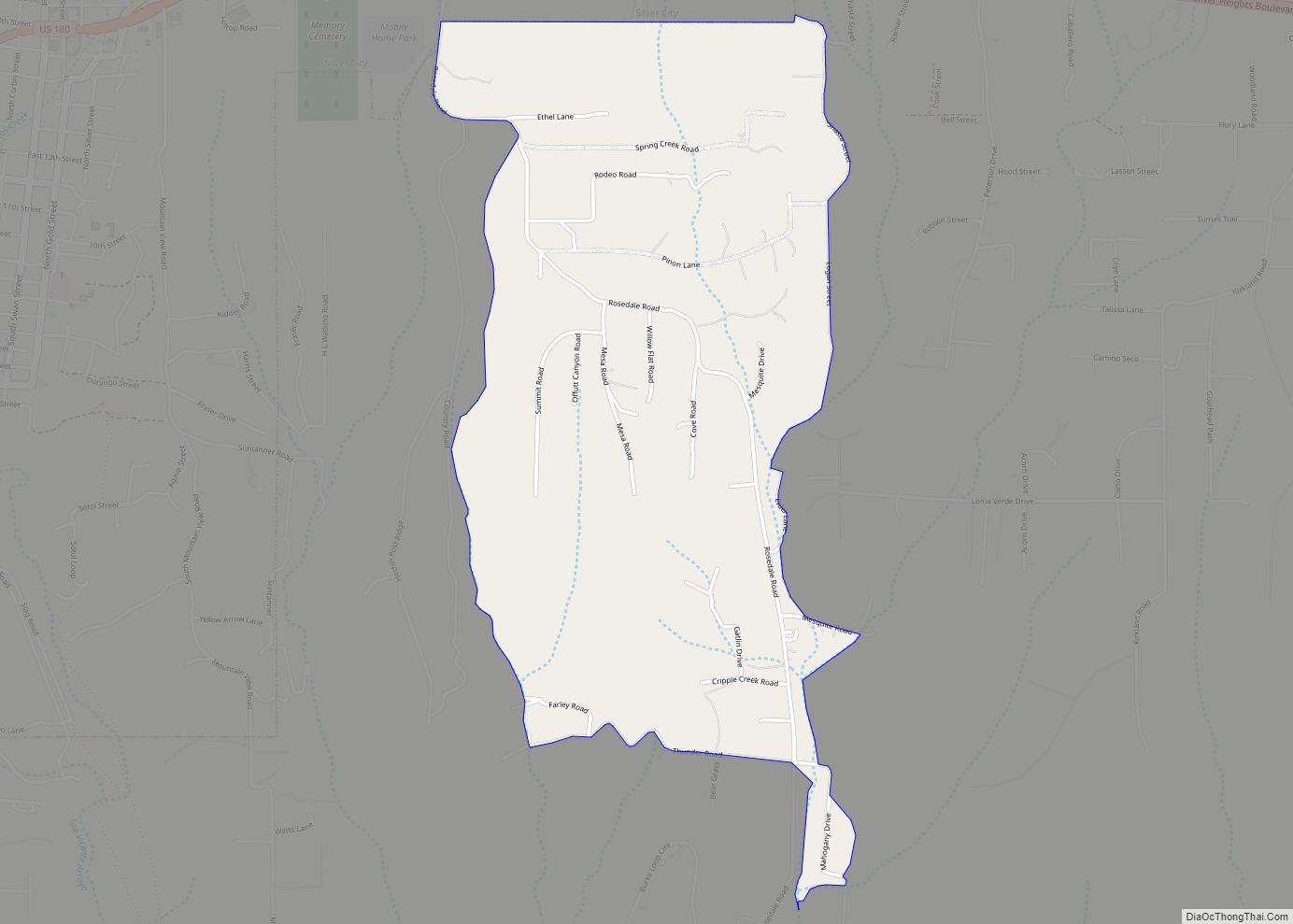 Map of Rosedale CDP, New Mexico