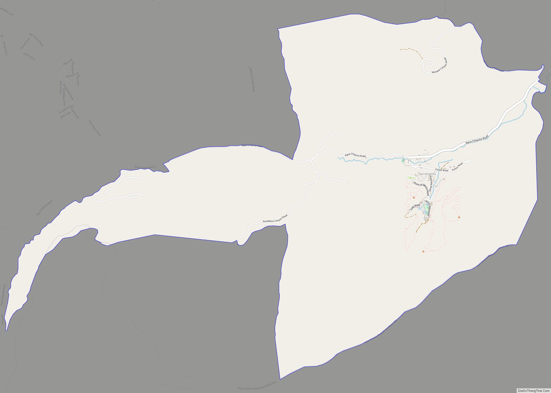 Map of Sacramento CDP, New Mexico