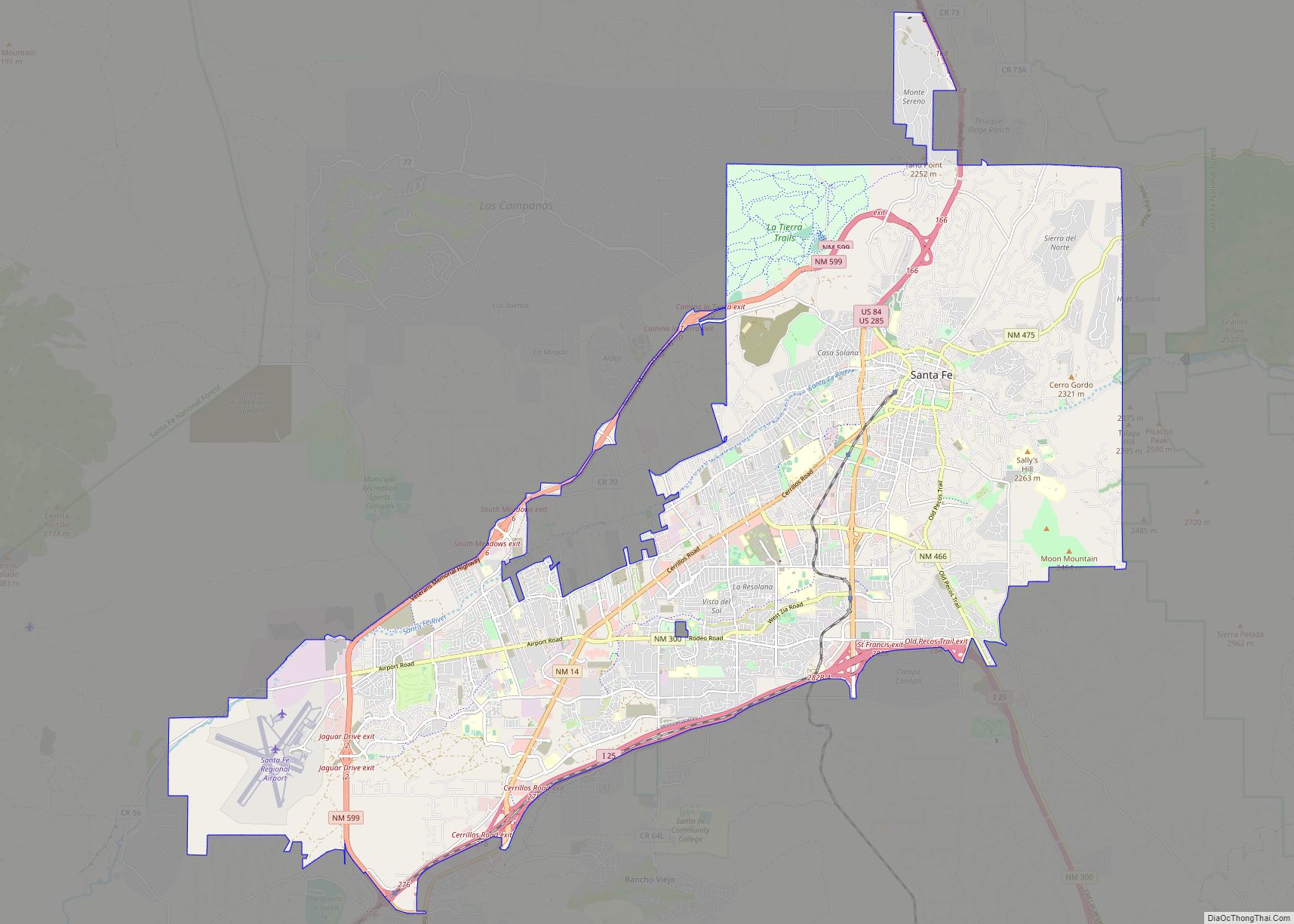 Map of Santa Fe city