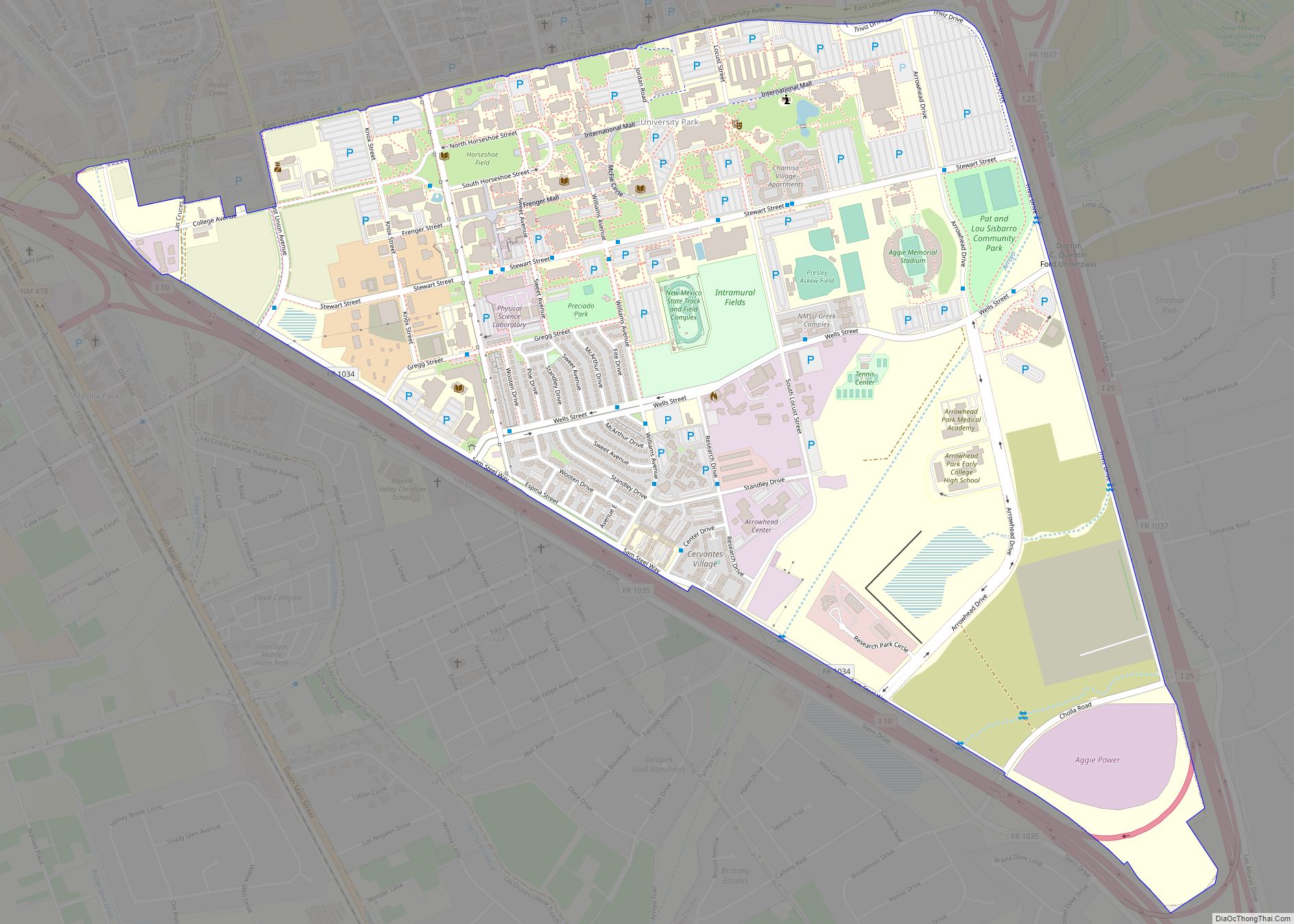 Map of University Park CDP, New Mexico