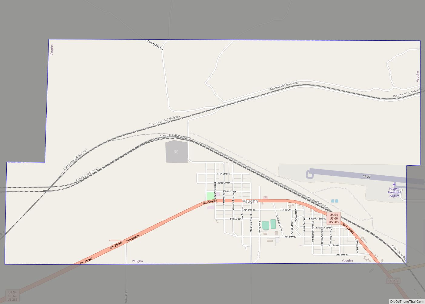 Map of Vaughn town, New Mexico